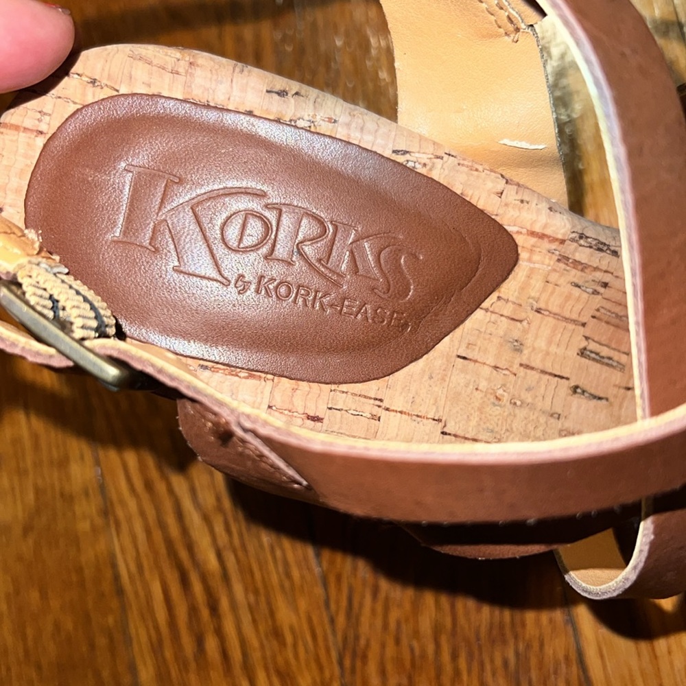 Korks by Kork-Ease Brown Wedge Cork Heel Size 8M - Picture 6 of 6